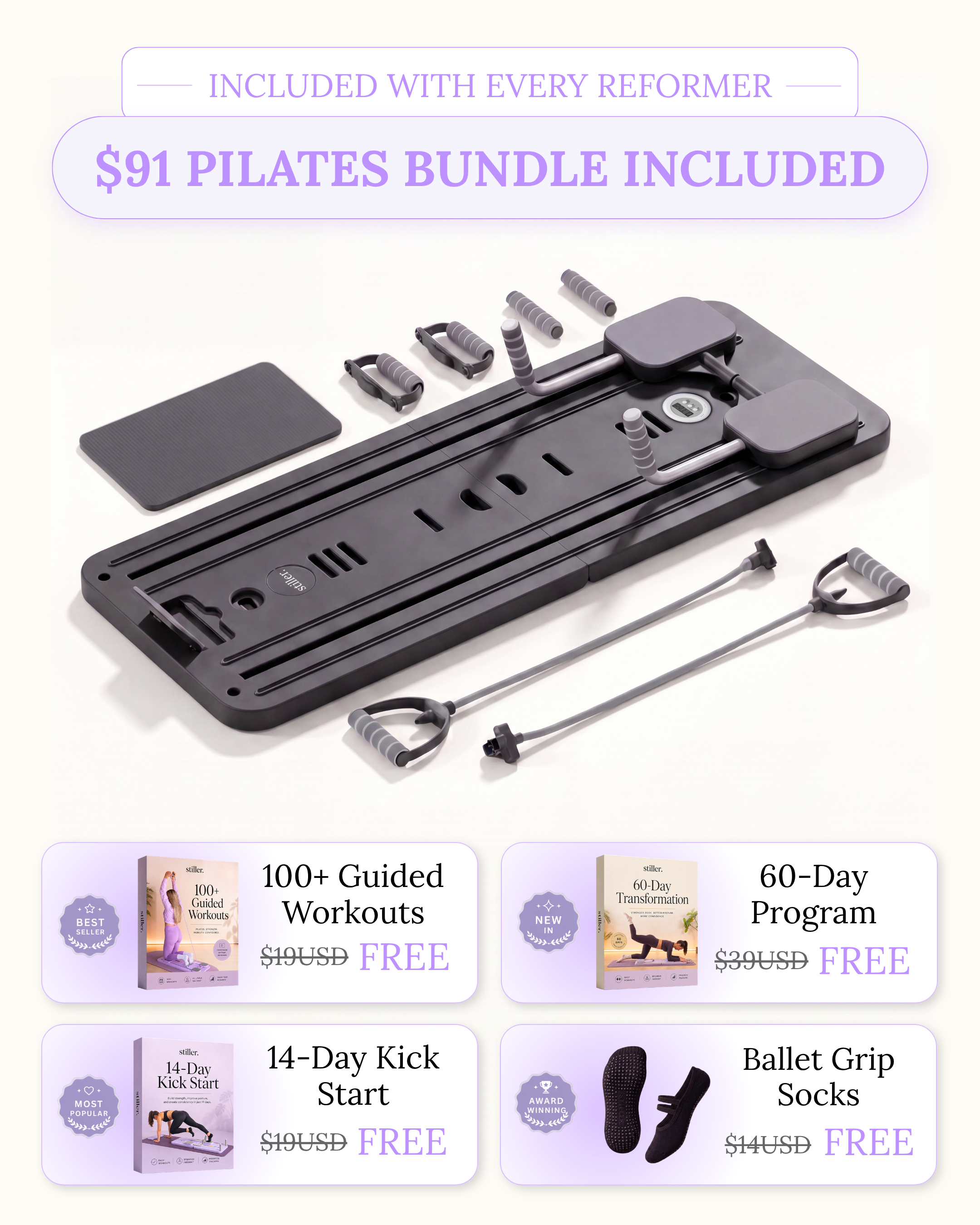 Reformer Pilates Set + 14-Day Kickstart Bundle