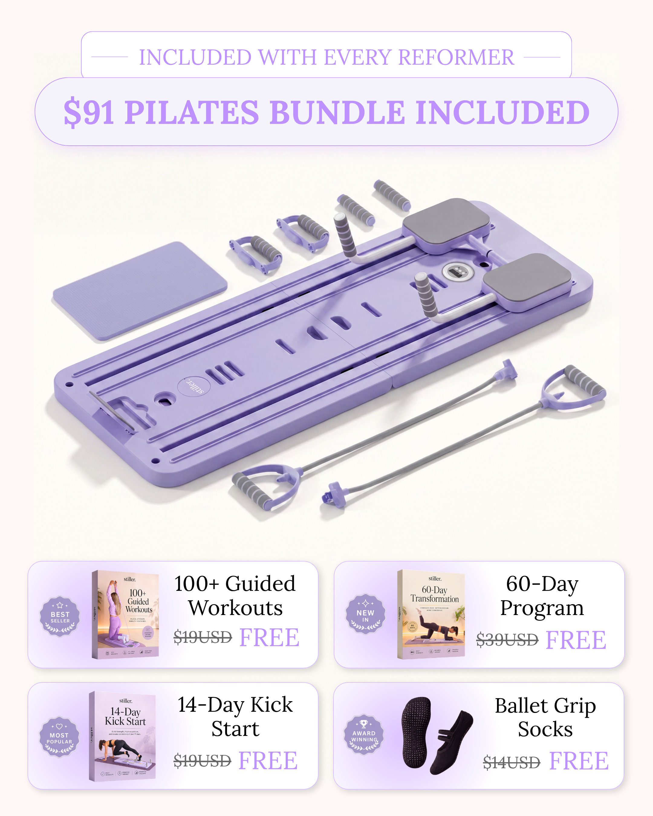 Reformer Pilates Set + 14-Day Kickstart Bundle