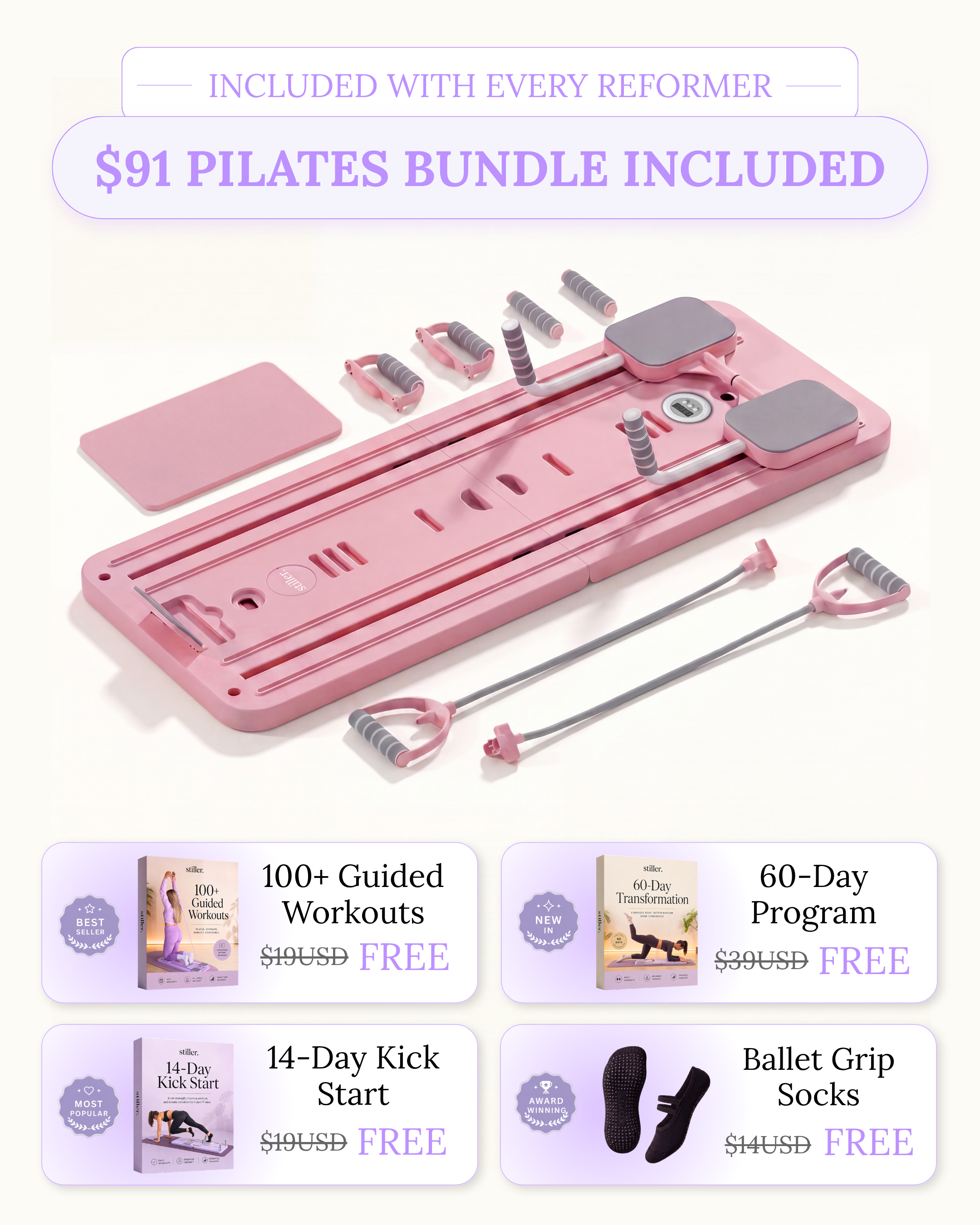 Reformer Pilates Set + 14-Day Kickstart Bundle